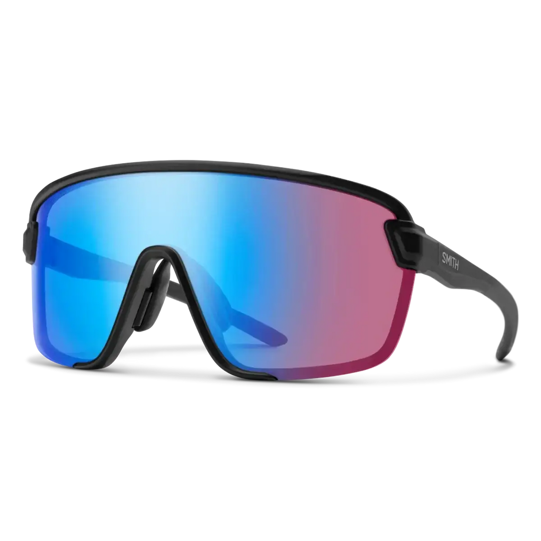 Smith Bobcat Sunglasses Matte Black ChromaPop Low Light Rose Blue Mirror 