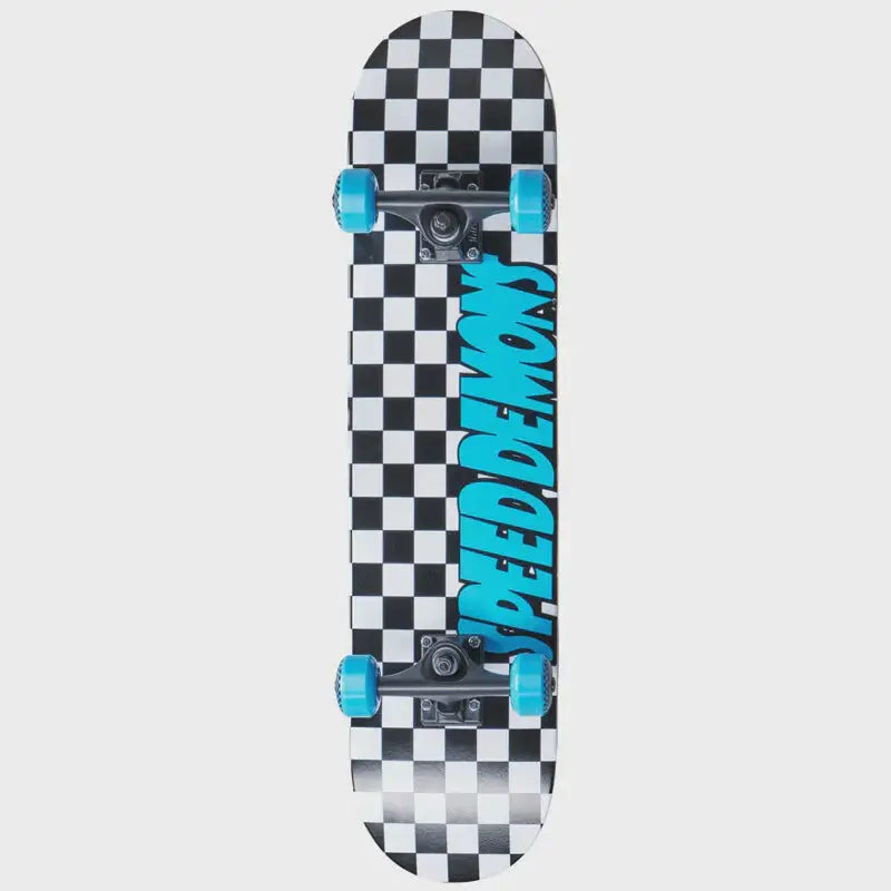 Speed Demons Checkers Complete Skateboard - Black / Blue - 7.75’’