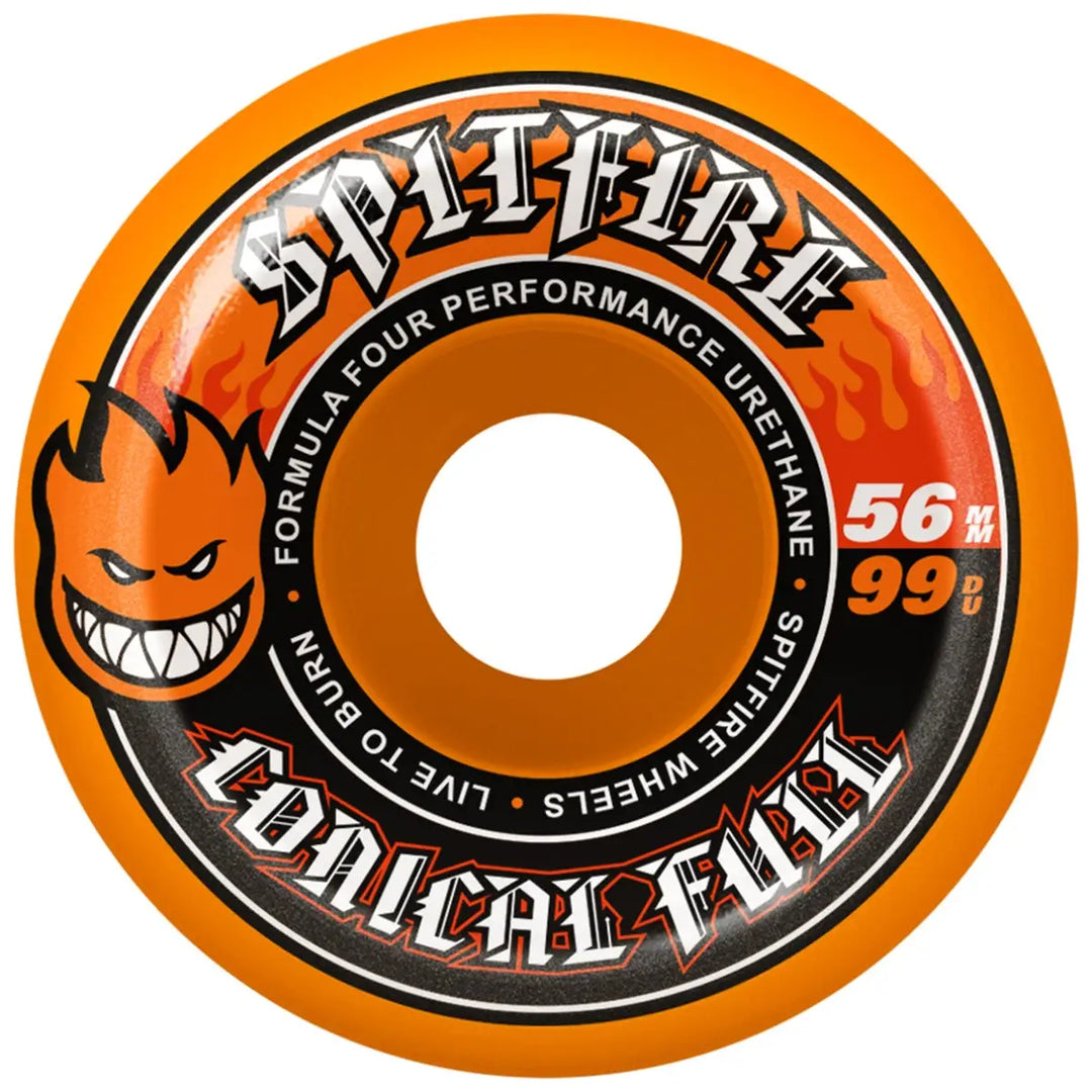 Spitfire F499 Team Colour Pack Conical Full Skate Wheels - Orange - 56mm