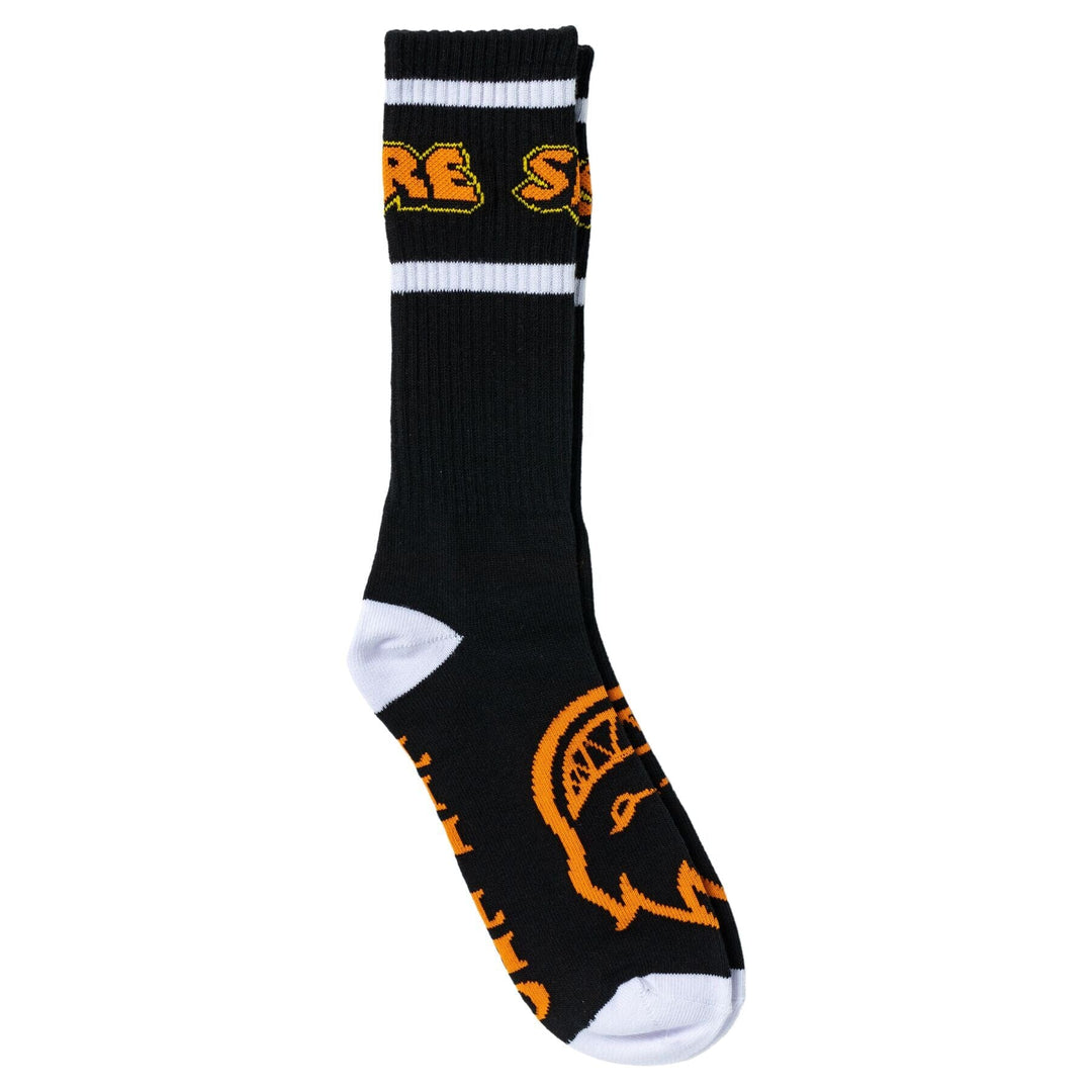 Spitfire Hellfire Script Socks - Black / White / Orange 