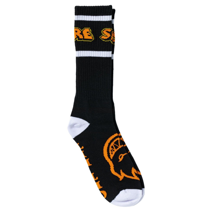 Spitfire Hellfire Script Socks - Black / White / Orange 