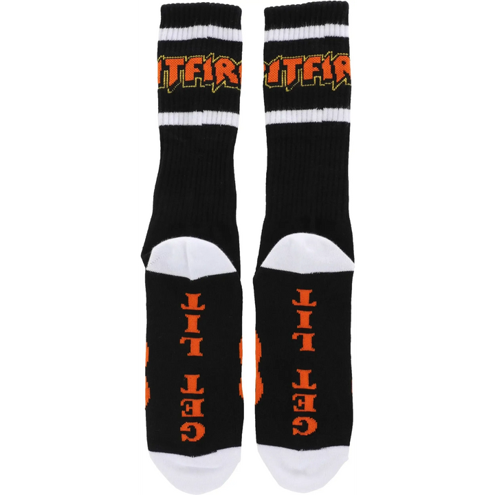 Spitfire Hellfire Script Socks - Black / White / Orange 