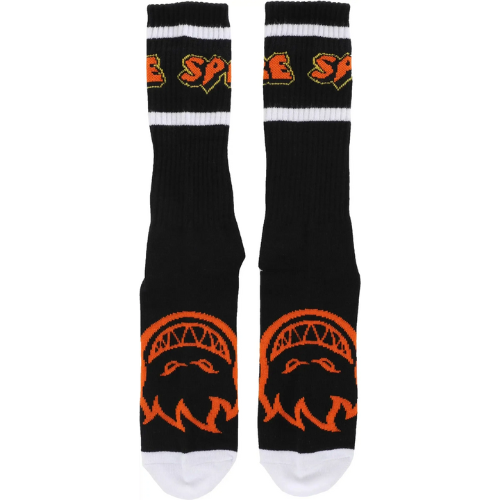 Spitfire Hellfire Script Socks - Black / White / Orange 