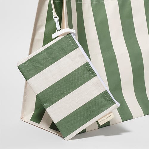 Sunnylife Carryall Beach Bag The Vacay Olive Stripe 
