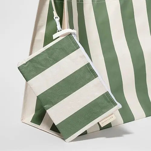 Sunnylife Carryall Beach Bag The Vacay Olive Stripe 