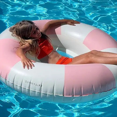 Sunnylife Luxe Tube Pool Ring Stole My Heart Pink Stripe 