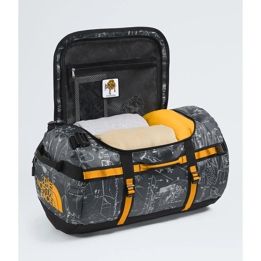 The North Face Base Camp Small Duffel Bag - Anthracite Grey Conrad Topos Print / Summit Gold