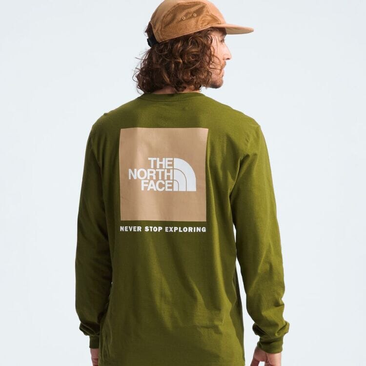 The North Face Box NSE Long Sleeve Tee Forest Olive / Khaki L 