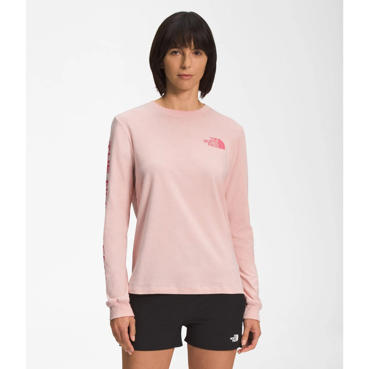 The North Face Sleeve Hit Graphic Womens Long Sleeve T-Shirt Pink Moss S 