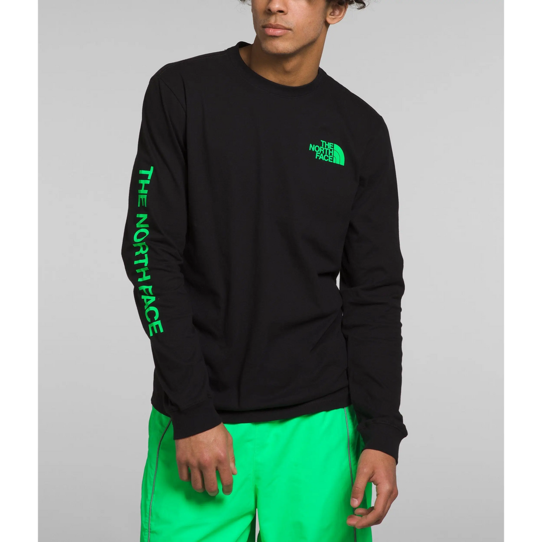 The North Face Sleeve Hit Long Sleeve Graphic T-Shirt TNF Black / Chlorophyll Green L 