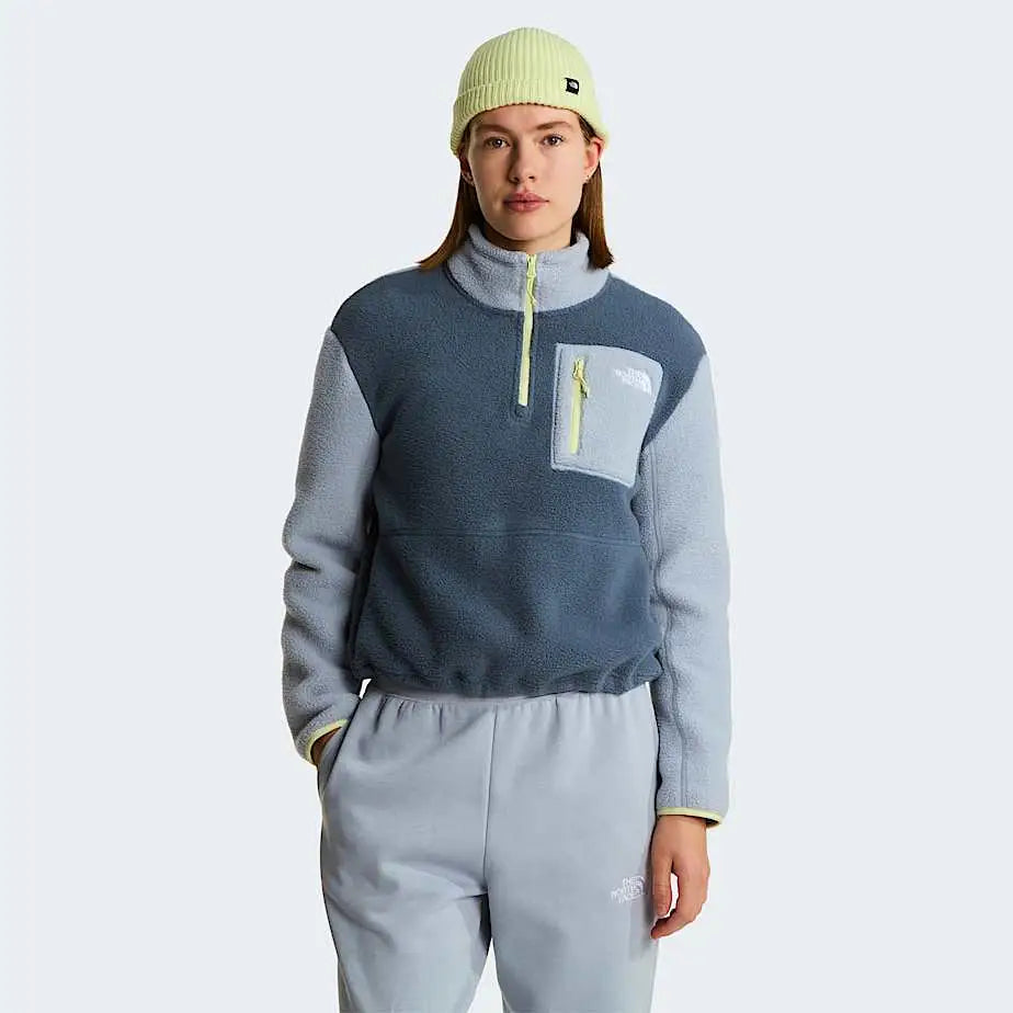 The North Face Womens Yumiori 1/4 Zip Fleece Jacket - Granite Grey / Frost Grey / Lemon Mist / S