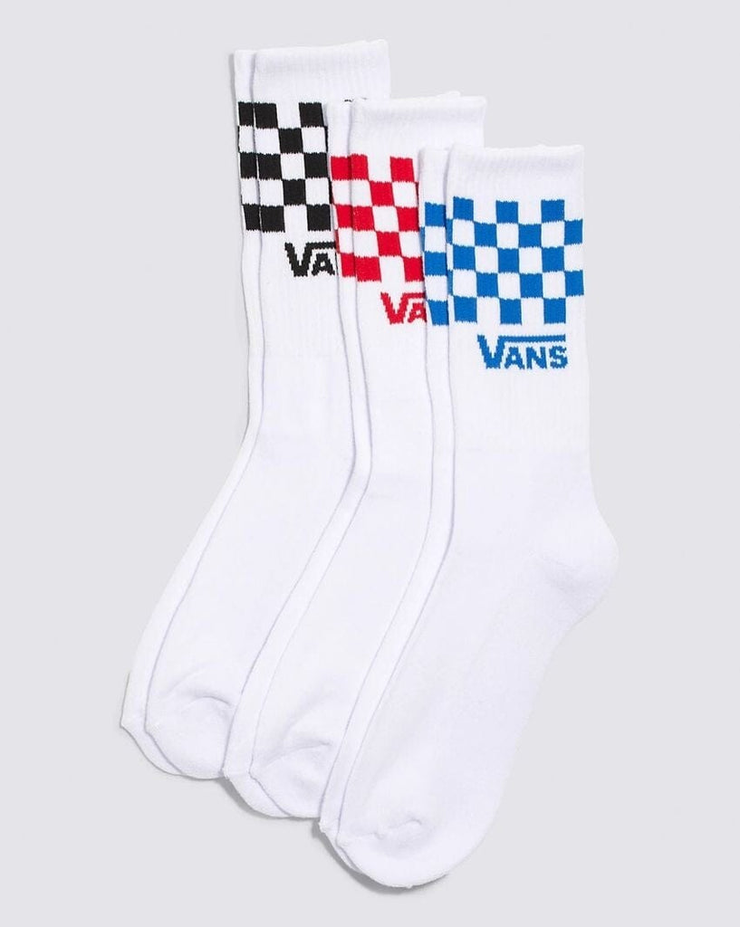 Vans Classic Check Crew Socks 3-Pack White M 