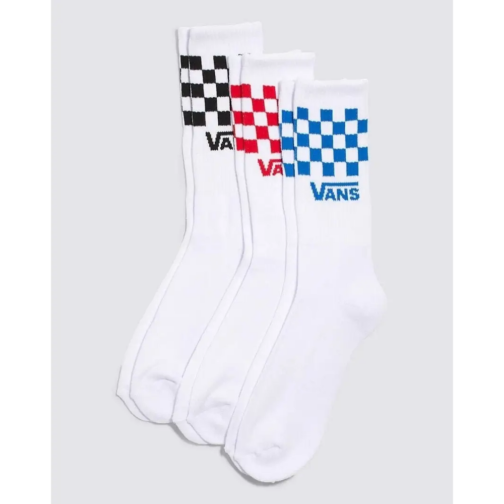 Vans Classic Check Crew Socks 3-Pack White M 
