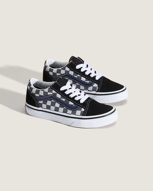 Vans Old Skool Youth Shoes - Tonal Check Blue 