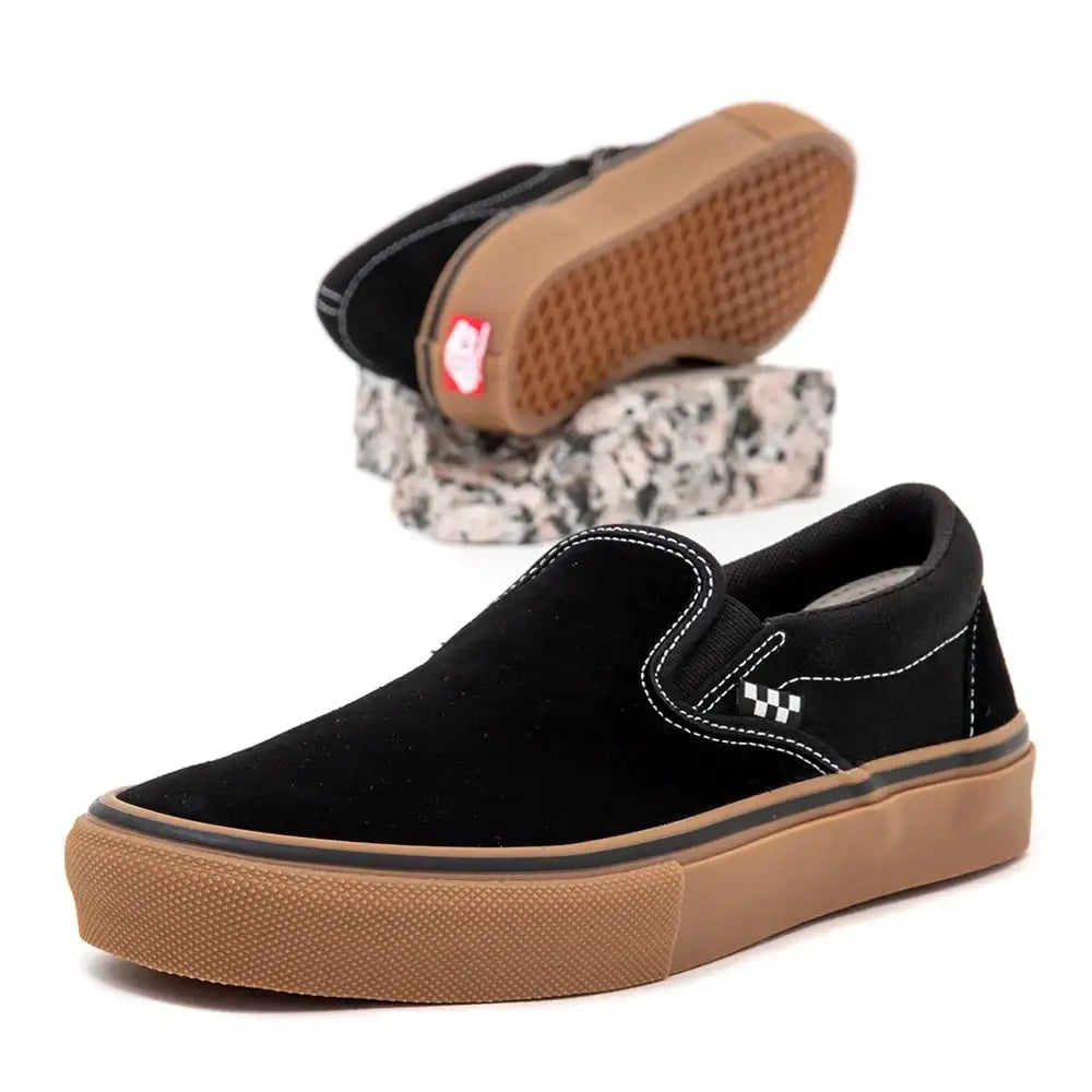 Vans Skate Slip On Shoes - Black / Gum / White