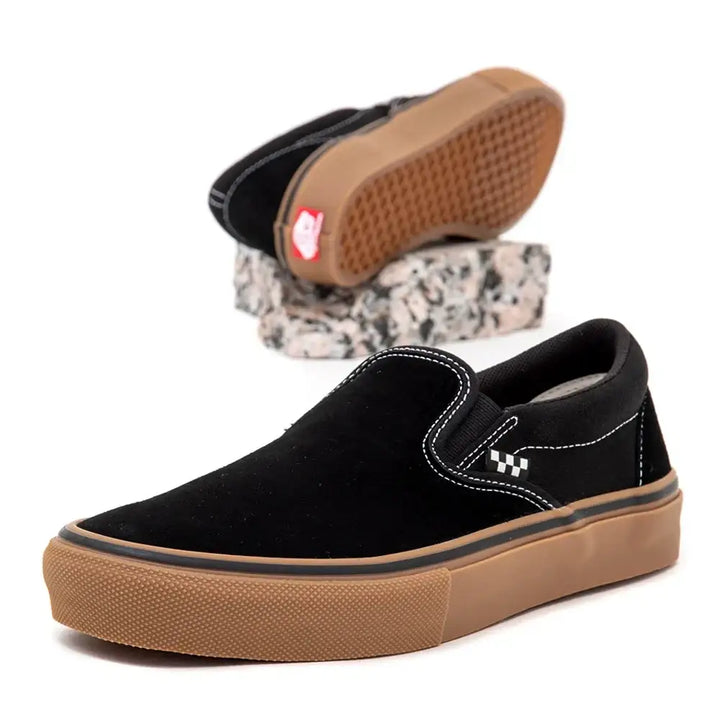 Vans Skate Slip On Shoes - Black / Gum / White