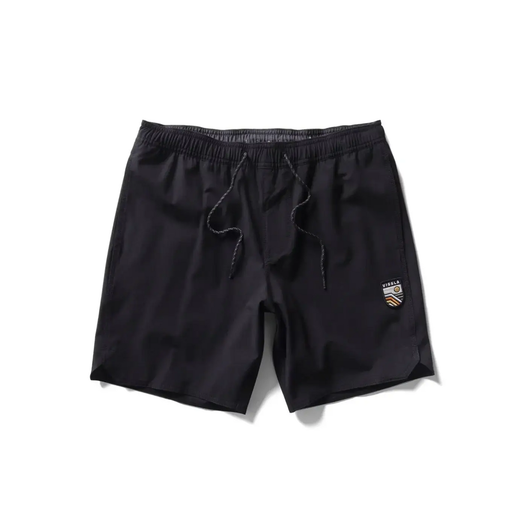 Vissla Solid Sets 17.5" Ecolastic Boardshorts Black S 