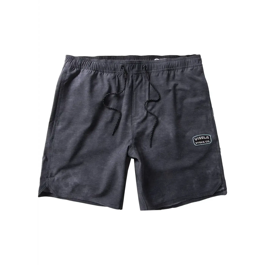 Vissla Solid Sets 17.5" Ecolastic Boardshorts Washed Black S 