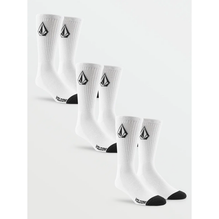 VOLCOM FULL STONE SOCKS 3PK WHITE OS 