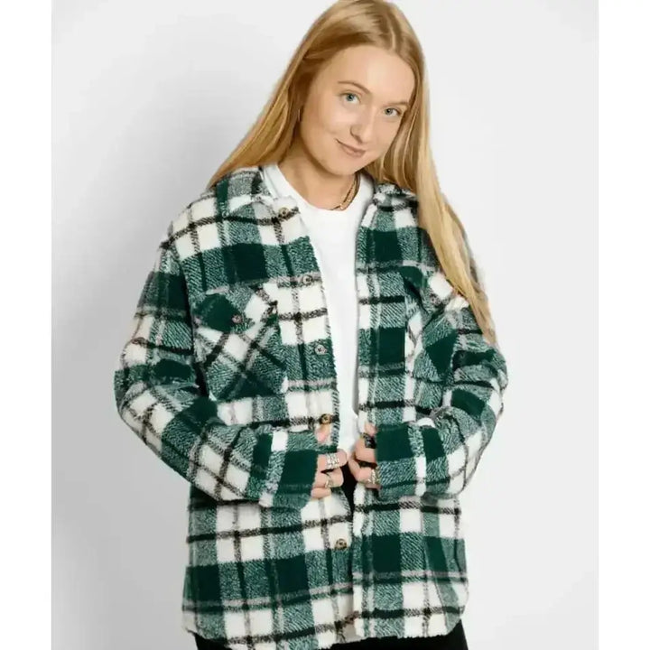 Volcom Silent Sherpa Plaid Jacket Dark Pine 14 