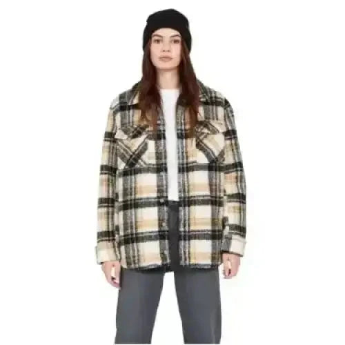 Volcom Silent Sherpa Plaid Jacket Hazelnut 12 