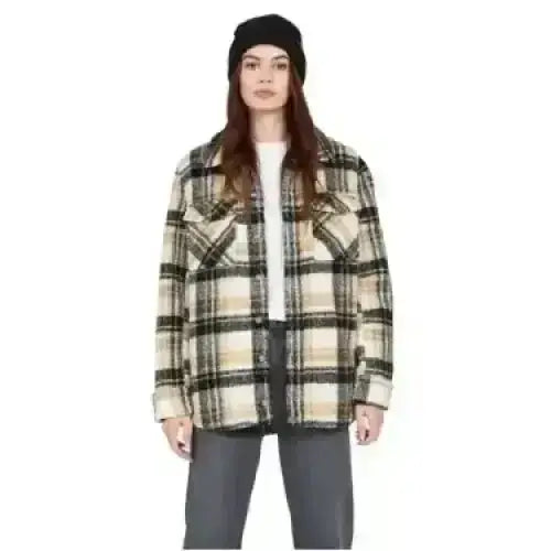 Volcom Silent Sherpa Plaid Jacket Hazelnut 12 