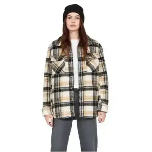 Volcom Silent Sherpa Plaid Jacket Hazelnut 12 