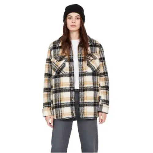 Volcom Silent Sherpa Plaid Jacket Hazelnut 12 