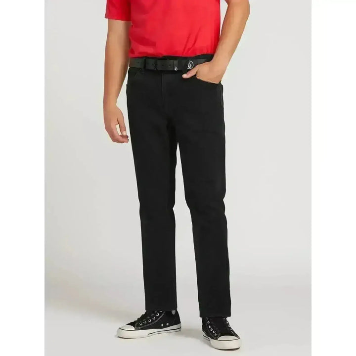 VOLCOM SOLVER MODERN FIT JEANS Black on Black 34 