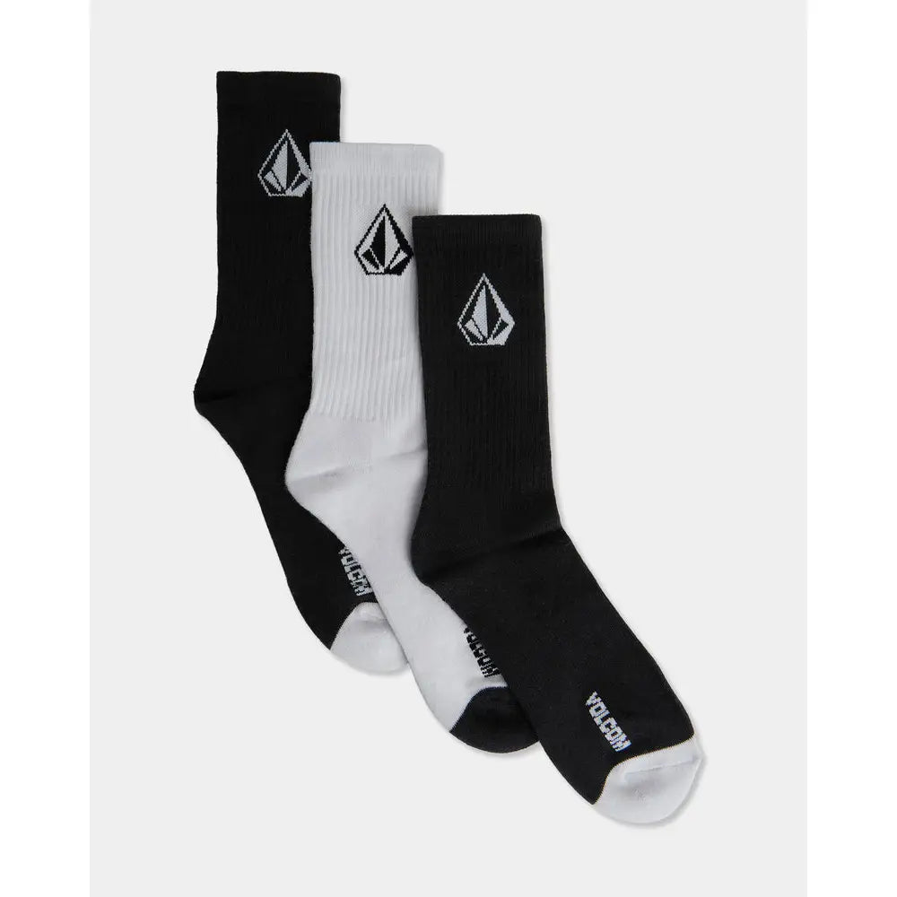 Volcom Stone 3-Pack Socks - Black / White