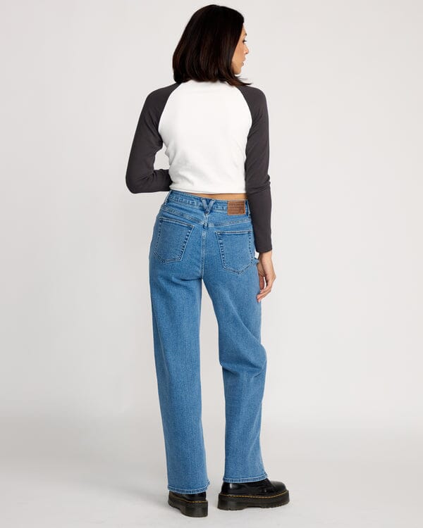 Volcom Stoned Boyfriend Hirise Jeans - Deep River Blues 