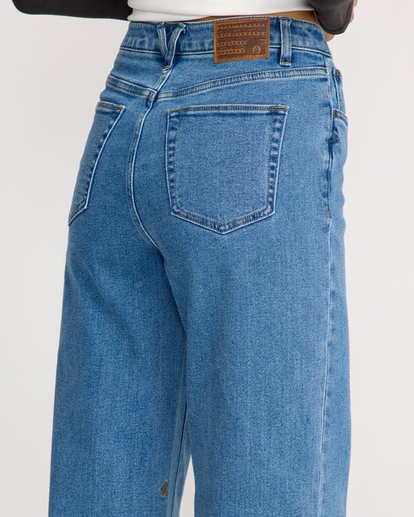 Volcom Stoned Boyfriend Hirise Jeans - Deep River Blues 