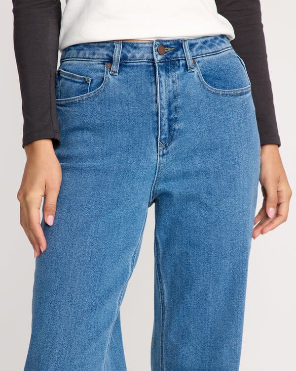 Volcom Stoned Boyfriend Hirise Jeans - Deep River Blues 