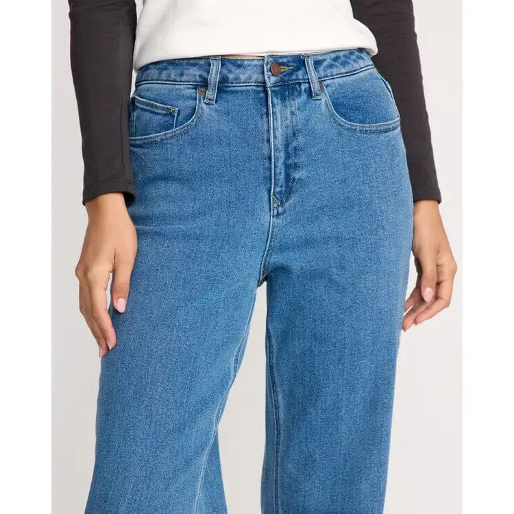 Volcom Stoned Boyfriend Hirise Jeans - Deep River Blues 