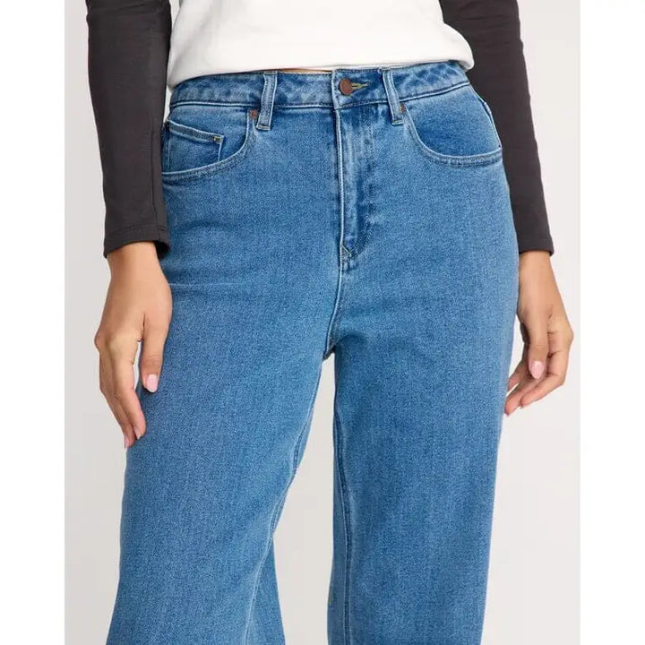 Volcom Stoned Boyfriend Hirise Jeans - Deep River Blues 