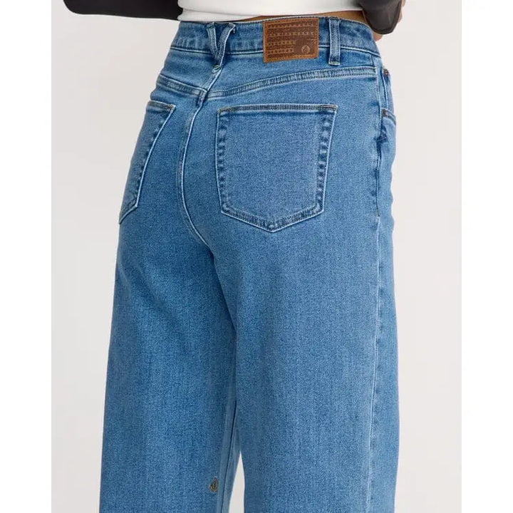 Volcom Stoned Boyfriend Hirise Jeans - Deep River Blues 