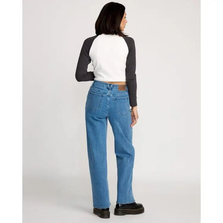 Volcom Stoned Boyfriend Hirise Jeans - Deep River Blues 