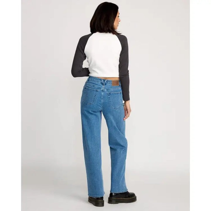 Volcom Stoned Boyfriend Hirise Jeans - Deep River Blues 