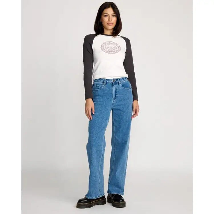 Volcom Stoned Boyfriend Hirise Jeans - Deep River Blues 
