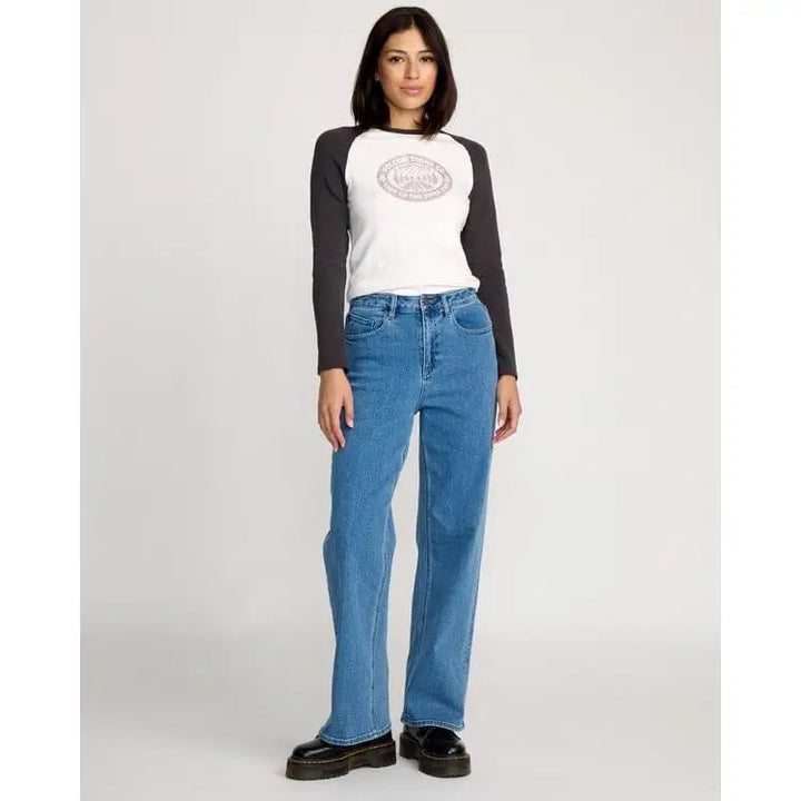 Volcom Stoned Boyfriend Hirise Jeans - Deep River Blues 