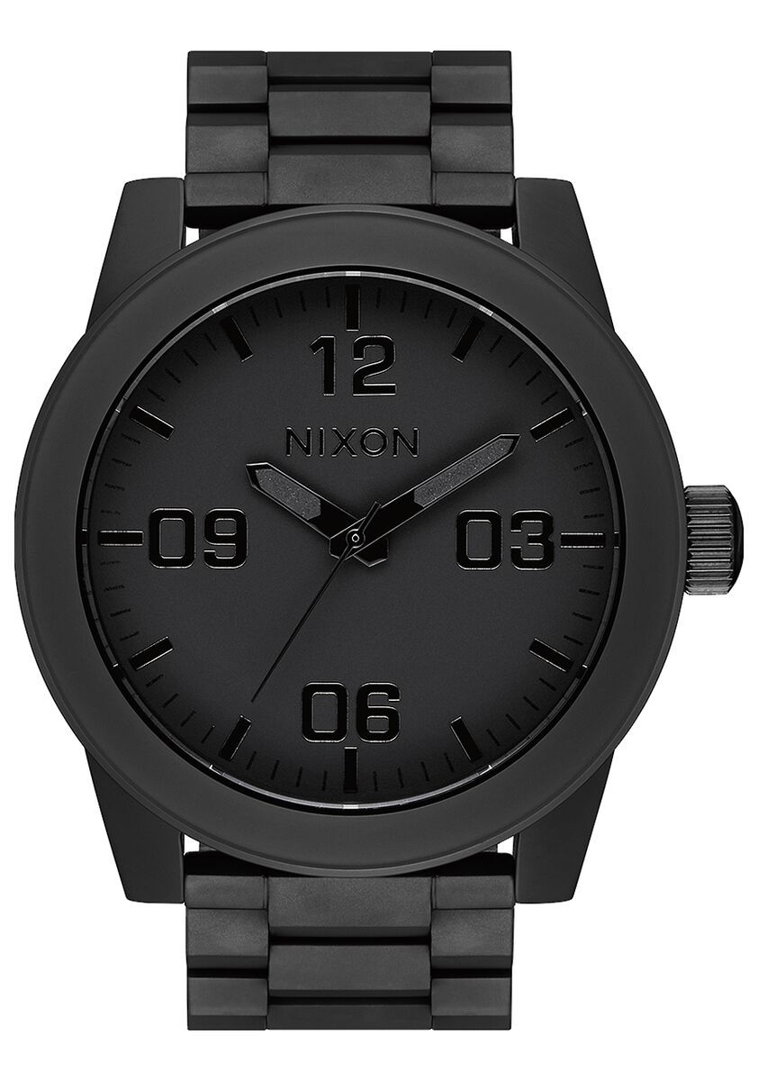 NIXON CORPORAL STAINLESS STEEL WATCH All Matte Black Polished Black 