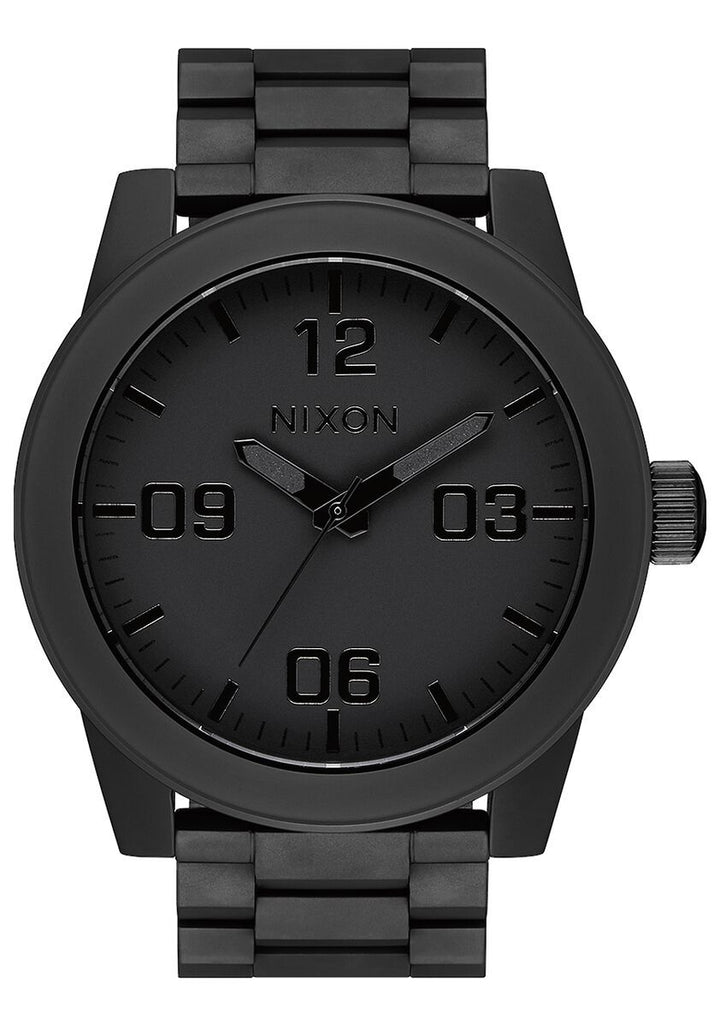 NIXON CORPORAL STAINLESS STEEL WATCH All Matte Black Polished Black 