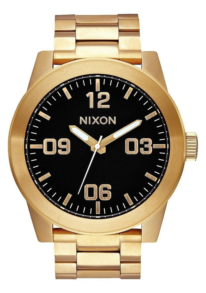 NIXON CORPORAL STAINLESS STEEL WATCH Gold Black 