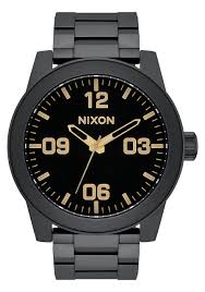NIXON CORPORAL STAINLESS STEEL WATCH Matte Black Gold 