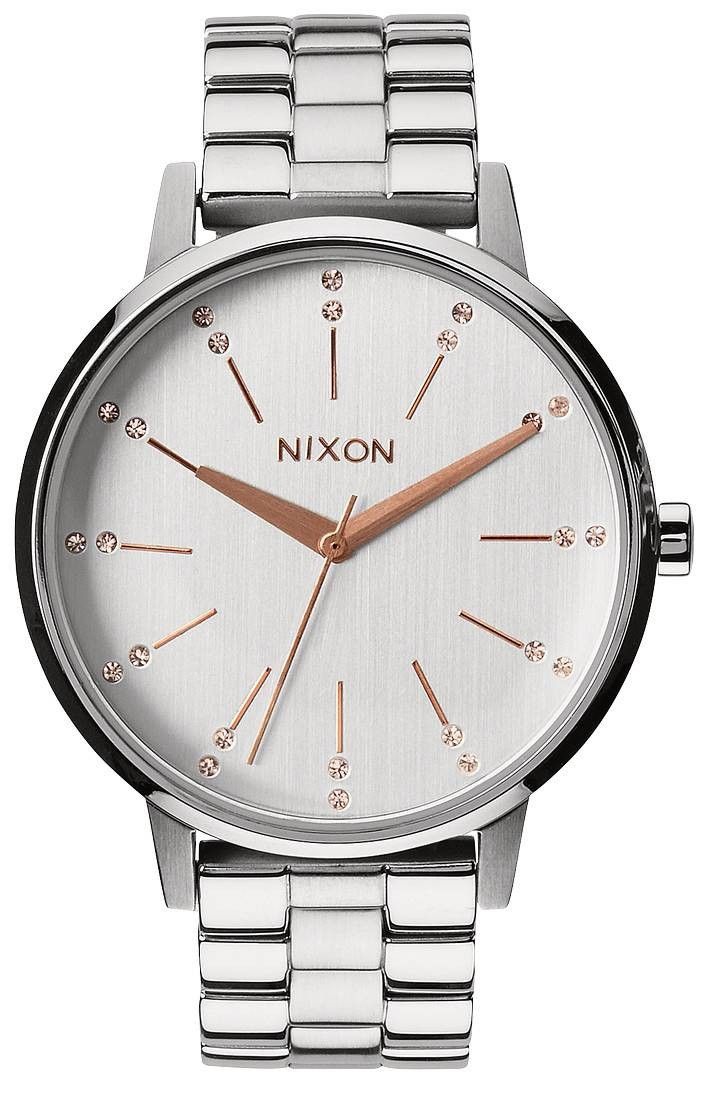 NIXON KENSINGTON WATCH Silver Gold Crystal 