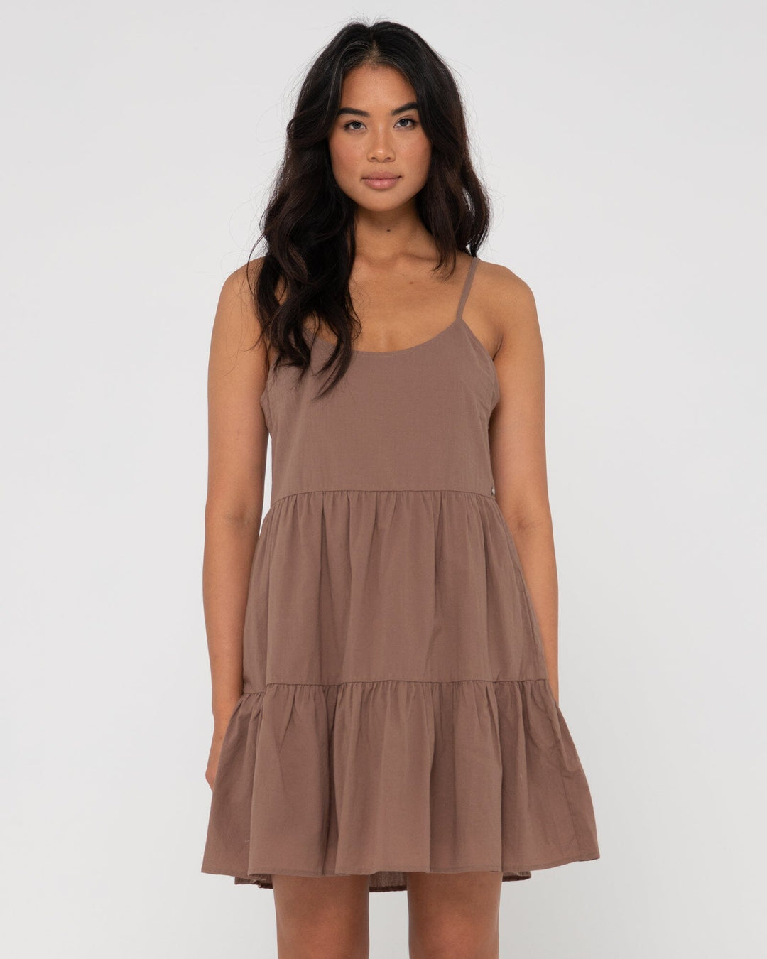 Rusty Heather Tiered Slip Dress Cappuccino 6 