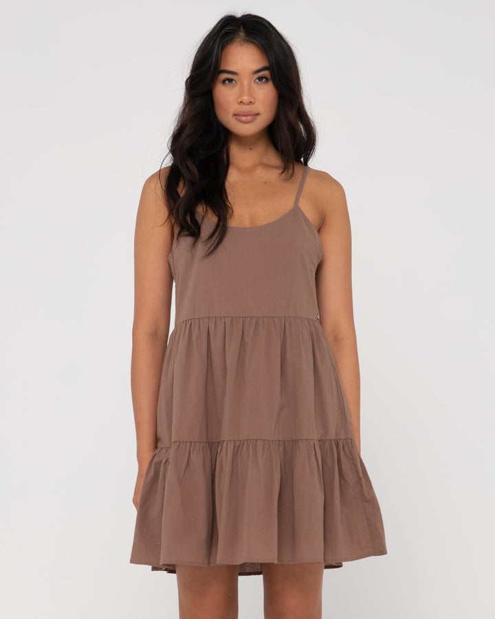 Rusty Heather Tiered Slip Dress Cappuccino 6 