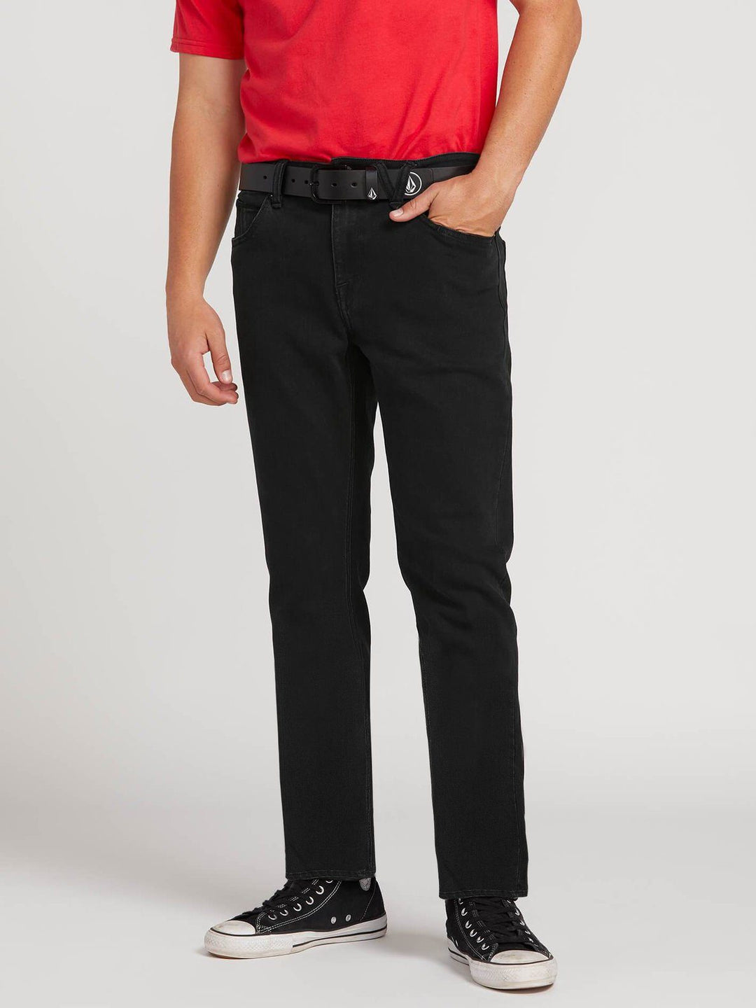 VOLCOM SOLVER MODERN FIT JEANS Black on Black 34 